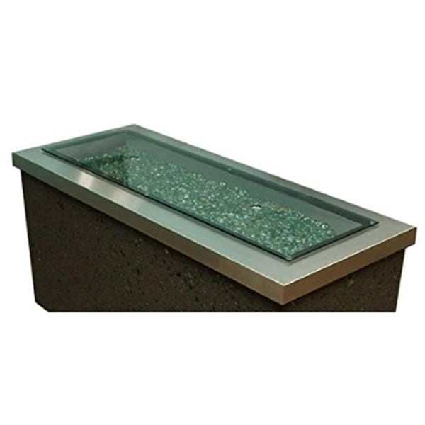 The Outdoor Greatroom Co OutdoorGreatroom Grey Glass Fire Pit Burner Cover 12 x 42 in. 1242-GREY-GLASS-COVER - main